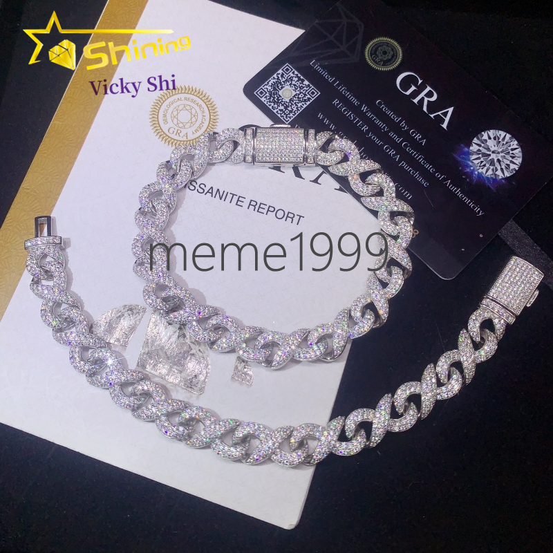 New Arrival Hip Hop Cuban Chain 925 Silver 10MM VVS Moissanite Cuban Bracelet Iced Out Infinity Cuban Link Chain