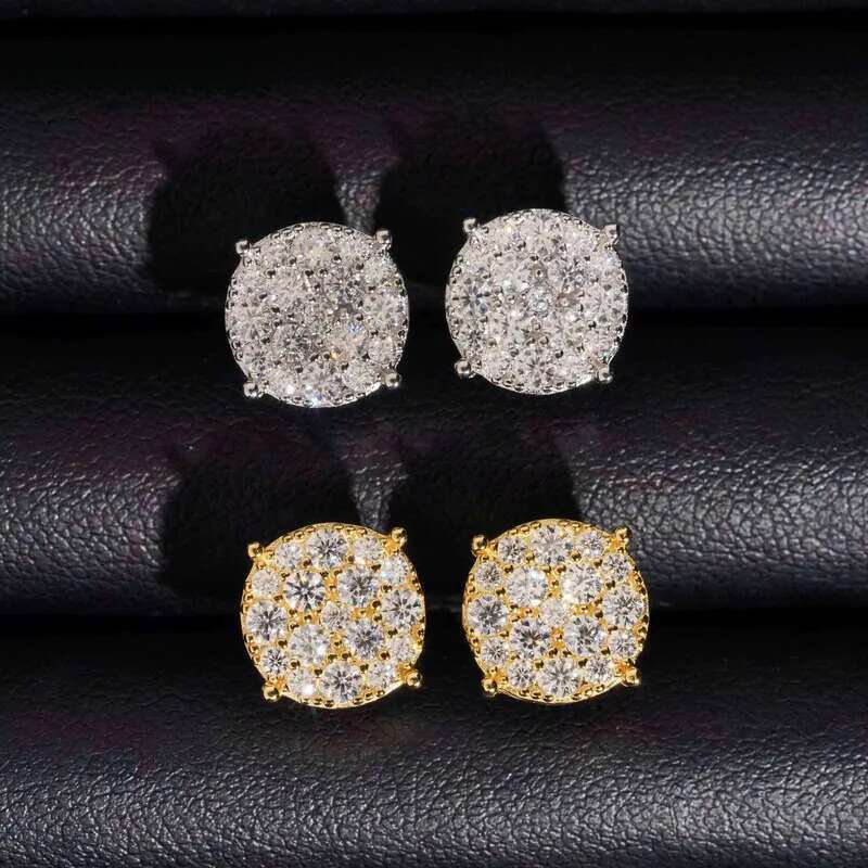 Fine Pass Tester Stocks Sterling Sier Iced Out Hip Hop Jewelry VVS Sparkling Moissanite Stud Earring Men Earrings