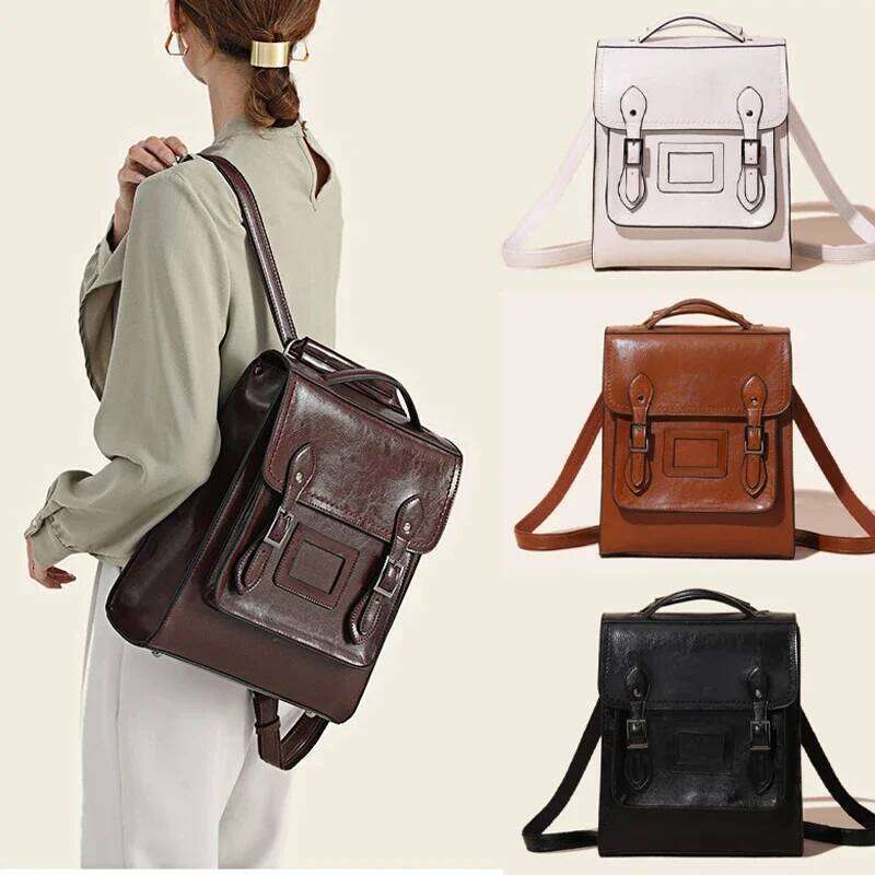 New Multifunction Female Big Tote PU Leather College Style Shoulder Bag Student Schoolbag Bagpack Women Backpack