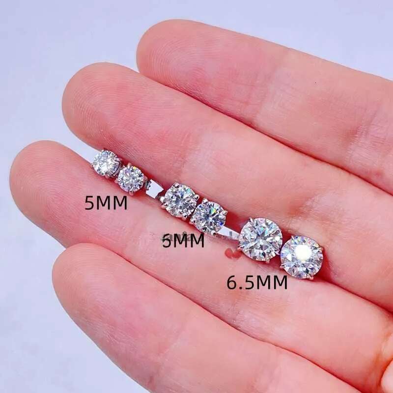 Affordable Price Screw Back VVS Moissanite Hip Hop S Sier 10K 14K Gold Dia Round Solitaire Stud Earrings