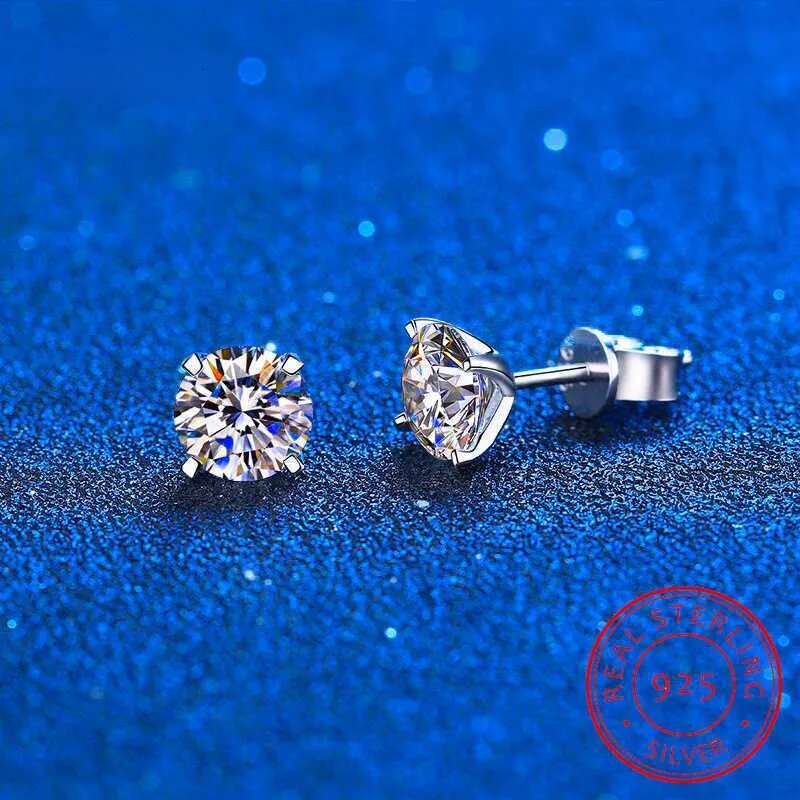 Charm Certified 2ct D Color Moissanite Studs Earrings for Women White Gold S Sterling Sier Brilliant Lab Dia Earring AA230311