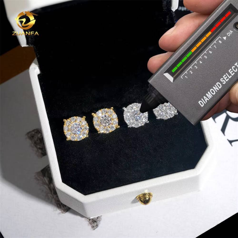 2025 new style Factory Price Wholesale Jewelry Moissanite Diamond 925 Sterling Silver Mens Hip Hop Earrings