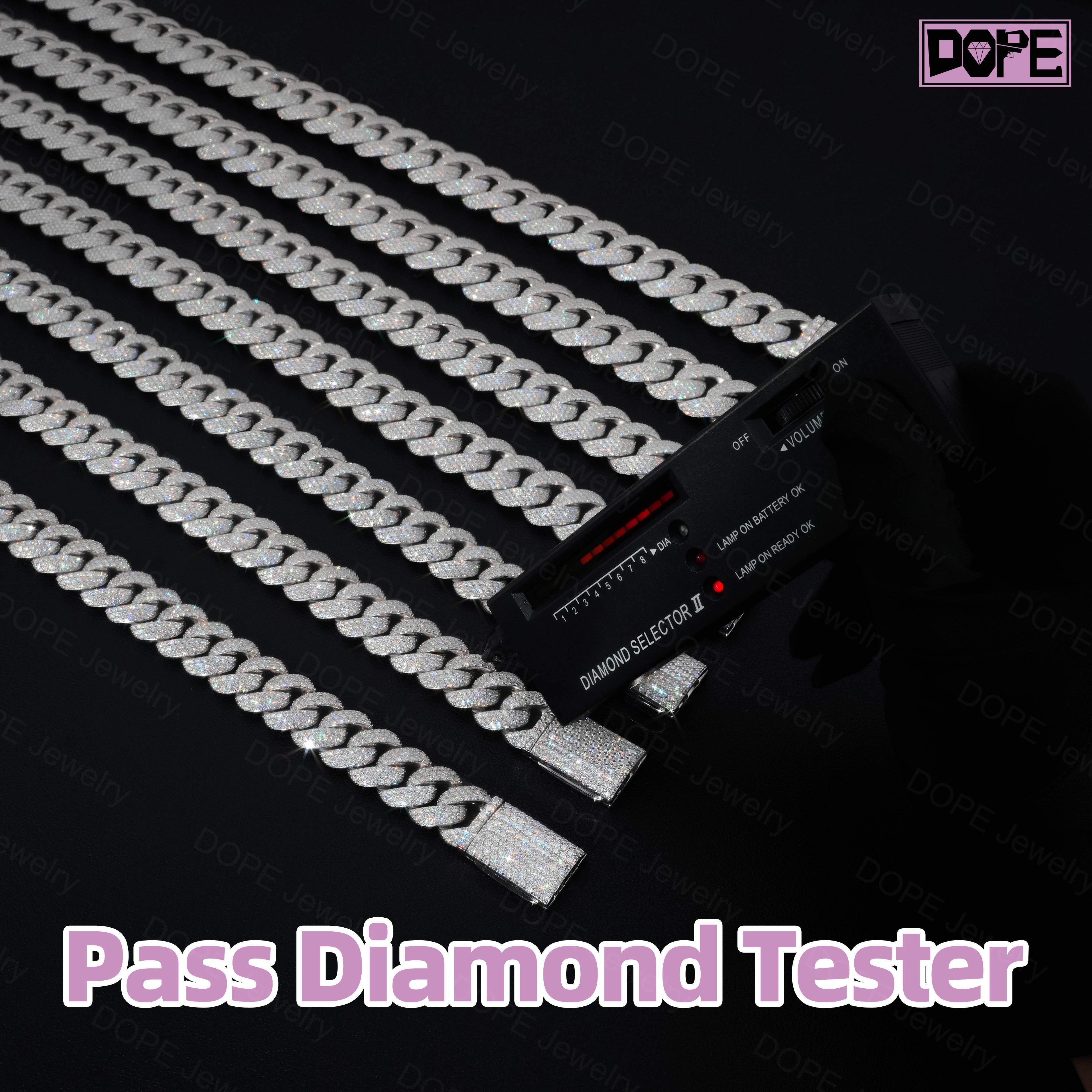 Ready to Ship Hip Hop 18mm Moissanite Chain Iced Out Jewelry 925 Silver VVS Diamond Moissanite Cuban Chain