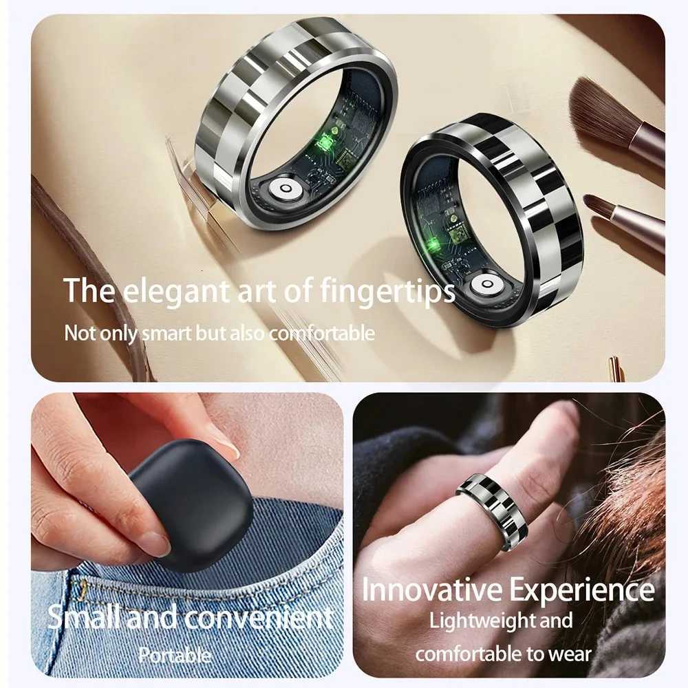New R9 5ATM Waterproof Smart Ring Stainless Steel Health Monitor Fashion Luxury Smart Finger Ring for Men and Women with Charging Box as a Gift W25081