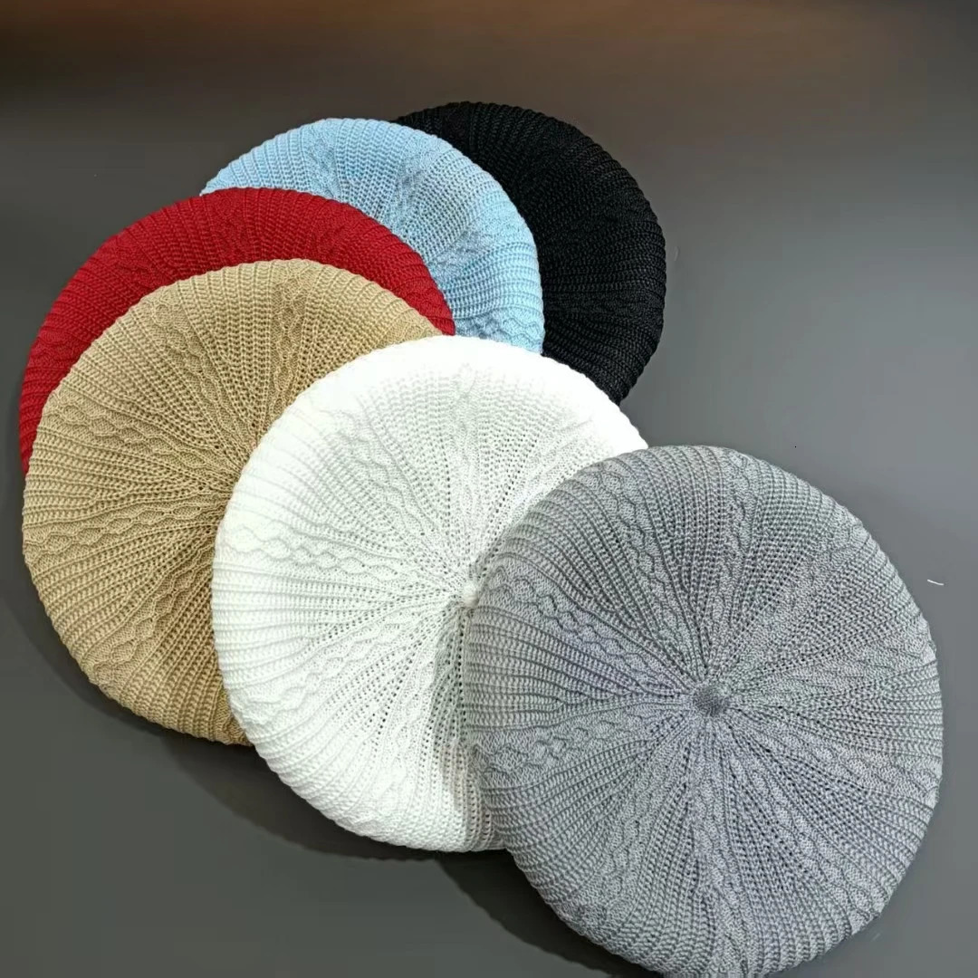 Winter Berets Caps for Women Vortex Solid Wool Woven Thickened Warm Painter Hat Vintage Knitted Hat for Girls Winter Hat Bonnet 250819