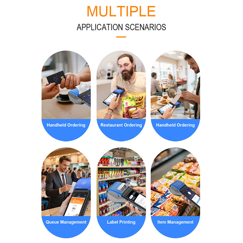 Slim Lightweight Android 12 POS Terminal Enables Full-Code Scanning QR Code Scan High-Pressure Thermal Print Bluetooth NFC for daily checkout sales da