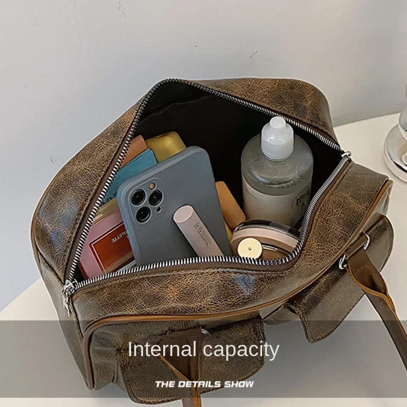 Retro Small Double Pockets Shoulder Bags for Women Fashion Trend Underarm Bag Female Handbags and Purses 250818