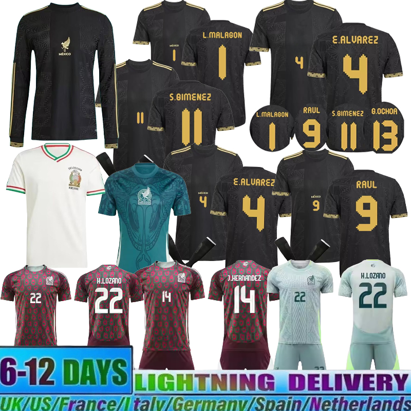 Mexico 2024 2025 2026 Gold Cup Soccer Jerseys home all black 25 26 LOZANO DOS SANTOS H.LOZANO RAUL CHICHARITO Men Kids kit Football Shirts Uniforms football jersey