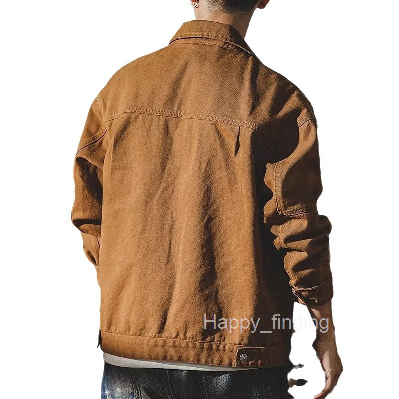 American Style Workwear Jacket Men Spring Autumn New Trendy Casual Lapel Workwear Khaki Coat