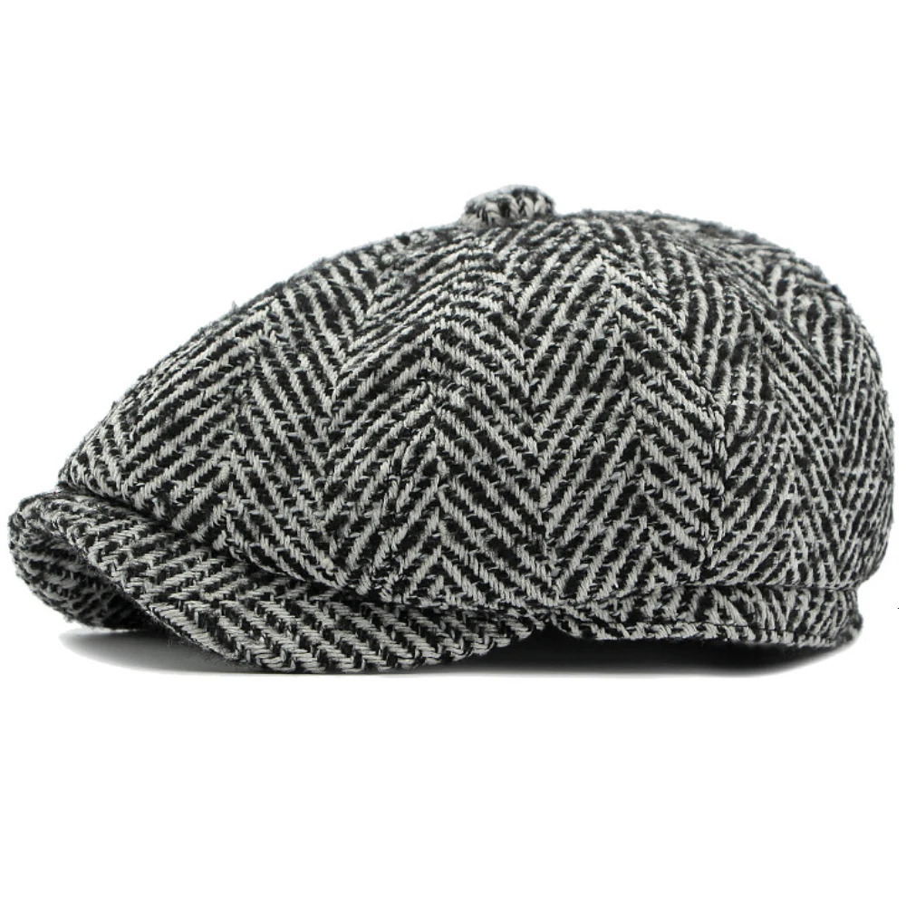 HT4409 Beret Cap Autumn Winter Cap Hat Men Women Striped Artist Painter Wool Beret Hat Male Female Ivy Octagonal Flat Cap Berets 250814