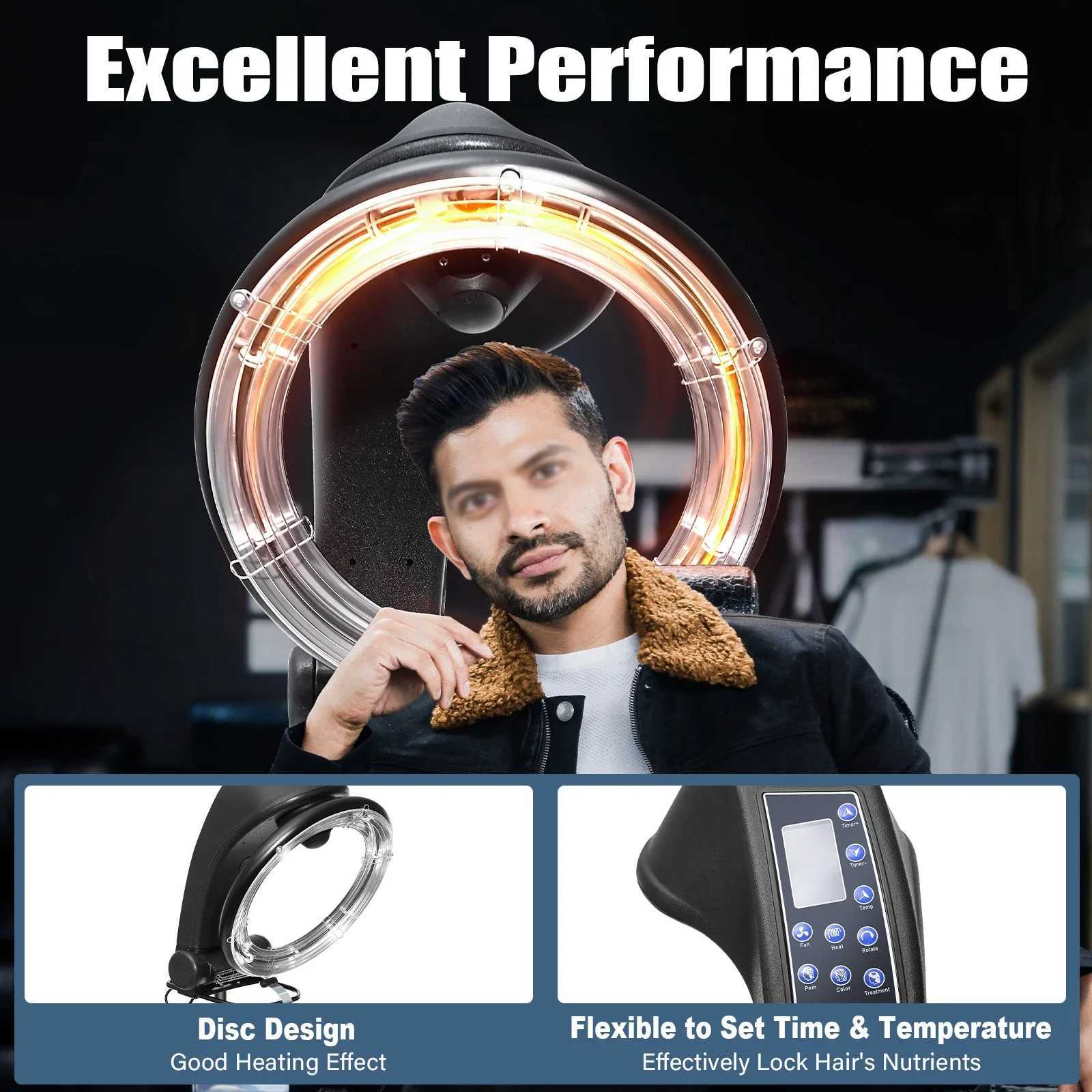 Professional Infrared Hair Dryer - Adjustable Height Temp Time Control Durable Build Easy Move Install Ideal for Salons W250819