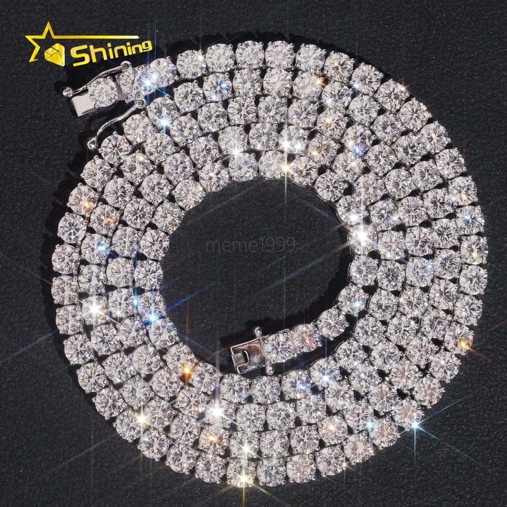 Custom Made Luxury Jewelry 10K White Gold 3.5MM VVS1 Lab Grown Diamond Tennis Chain Necklace