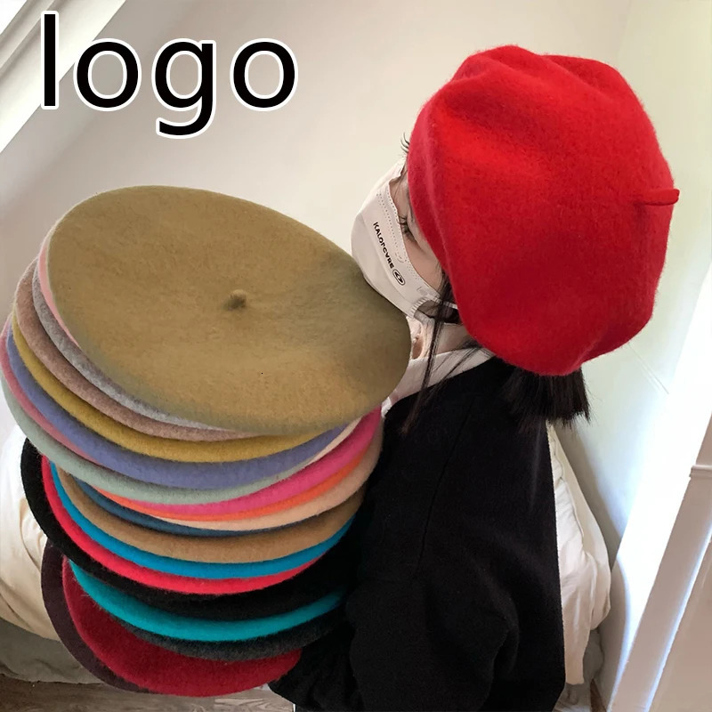 Unisex Custom Vintage Plain Beret Women French Berets Wool Warm Winter Beanies Hat Elegant Lady All Matched Beanie Cap 250819