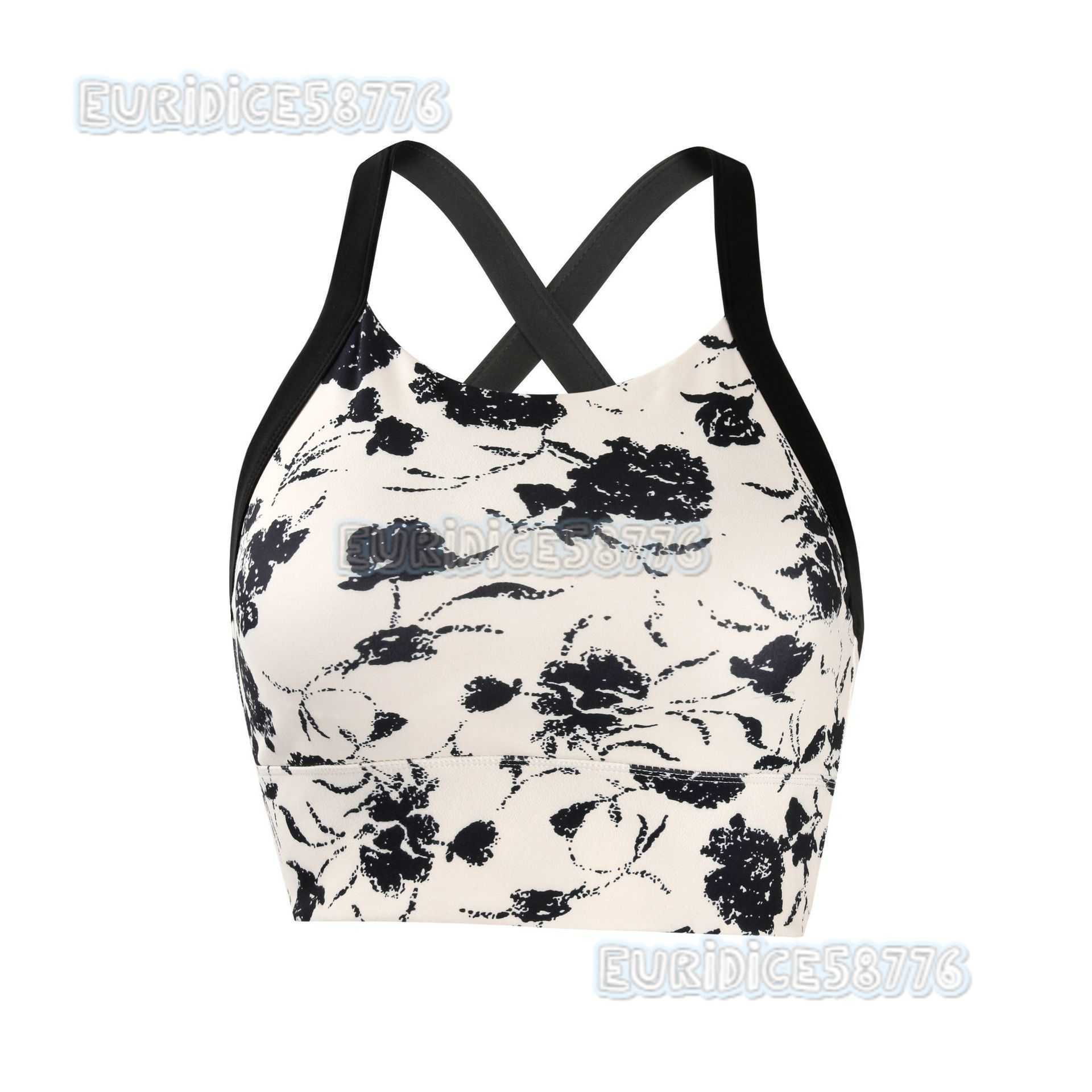 New Trendy Printed Sports Bra for Women with Cross Back Design Sexy Back Built-in Chest Pads Short Vest H250819