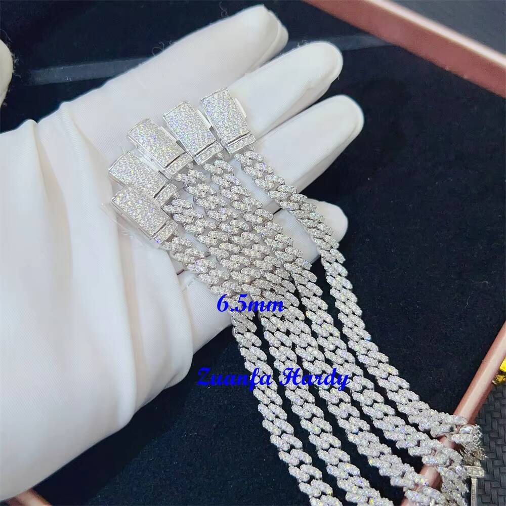 Custom 6mm 8mm 10mm 6 6.5 7 7.5 8 8.5 9 Inches Cuban Bracelet Necklace VVS GRA Certified Moissanite Cuban Link Bracelet