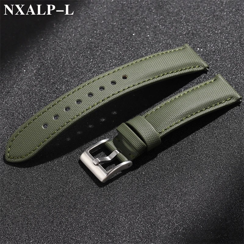 Quality Sailcloth Leather Watch Strap 20mm 22mm for Belt Waterproof Fabric Watchband Qucik Release Wristband Accessories 250818