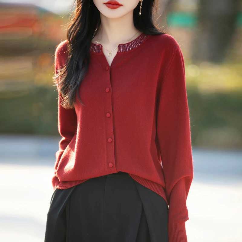 2025 Autumn and Winter Cashmere Cardigan Sweater for Women O-Neck XJ250819