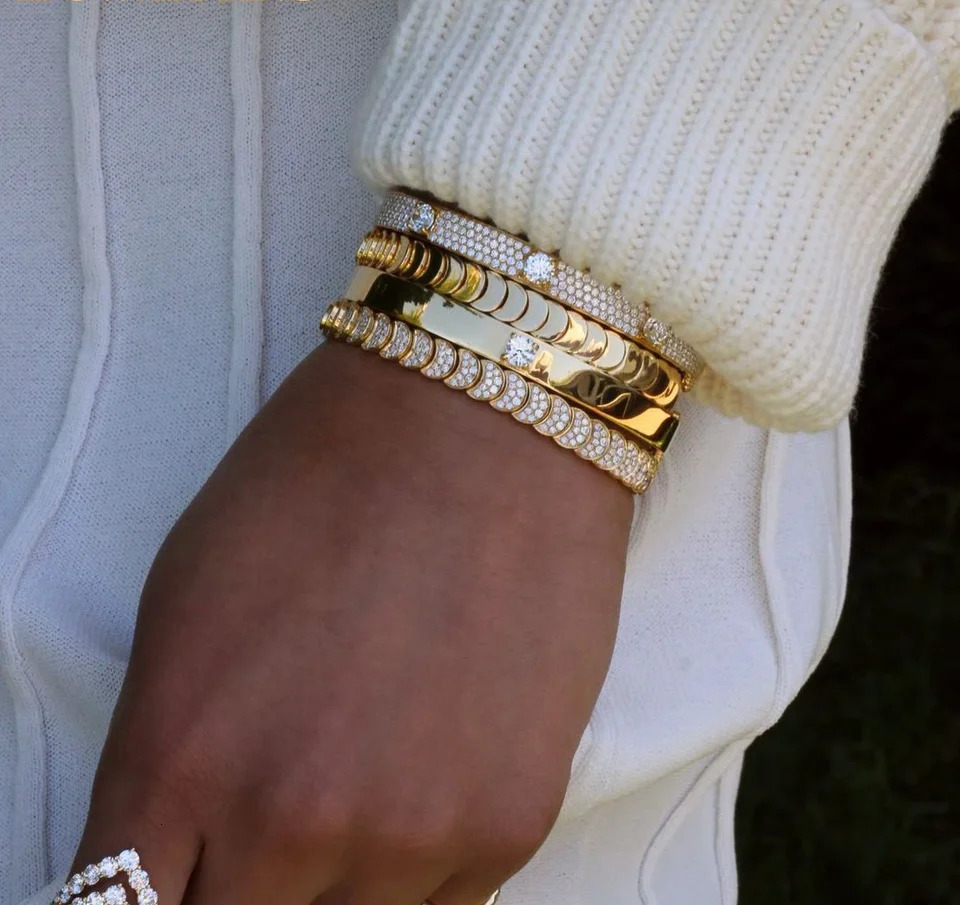 Gold Color Fashion Women Jewelry Set Geometric Shiny Plain Paved 5A CZ Moon Shaped Chain Choker Necklace Bracelet 250818