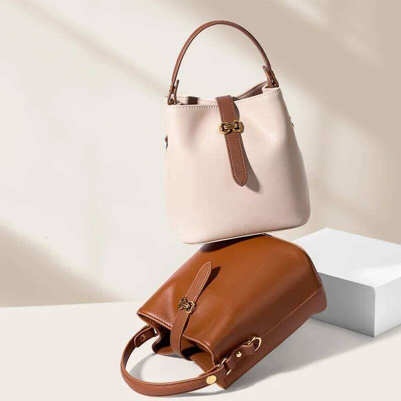LOERSS Genuine Leather Bucket for Women s Solid Color Crossbody Bag Large Capacity Handbags New Design bag