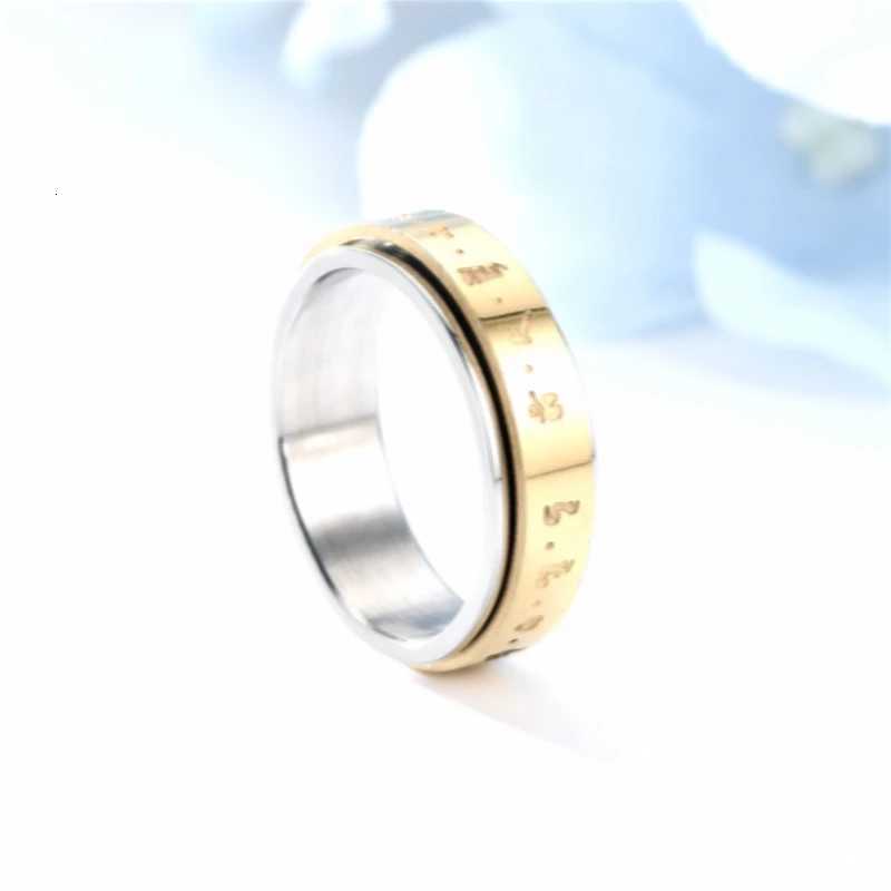 6 MM Wide Ancient Buddhism Mantra Rings For Men Titanium Stainless Steel Lucky Amulet Mens Ring Buddhist Jewelry New 2020 W250819