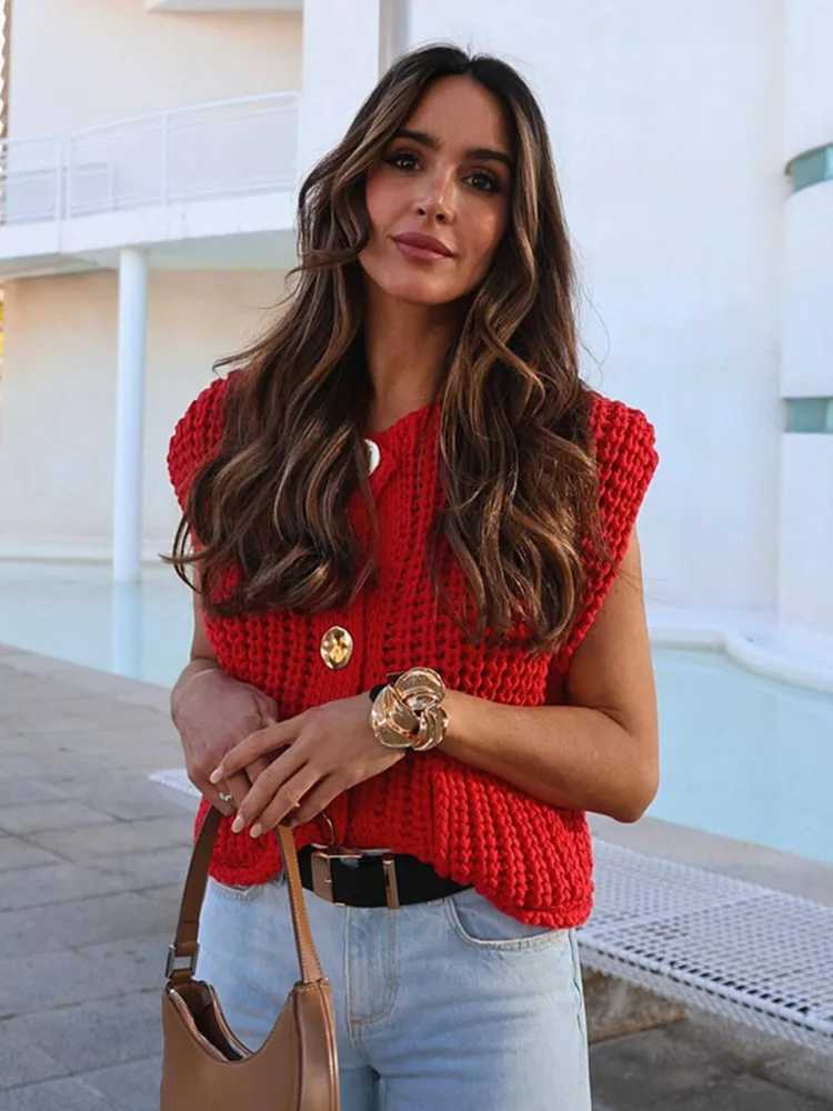 Slevel Brown Sweater Womens Vest Outerwear Knit Vest Women Preppy Cropped Sweaters Autumn Winter Vest Woman Knitwear XJ250819