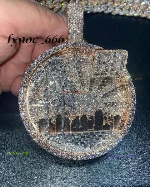 Hip Hop Jewelry Necklace Pendant Custom Luxury Iced Out Silver VVS Mossanite Custom Chain and Pendants