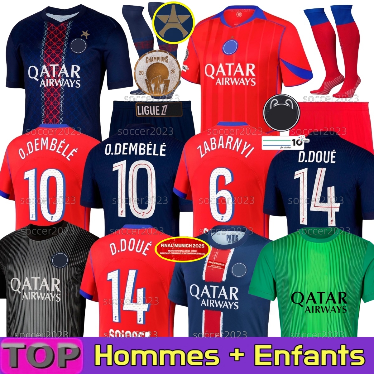 25 26 O.DEMBELE D.DOUE PSGES soccer jerseys ZABARNYI HAKIMI KVARATSKHELIA JOAO NEVES BARCOLA hommes enfants Gk 2025 2026 football shirts men kids kit maillot de foot