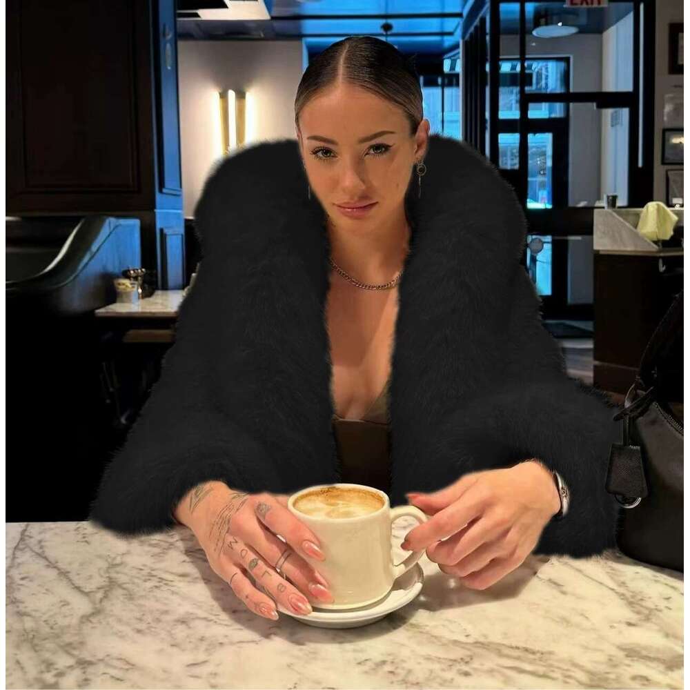 Faux Fur Coats Hooded Cropped White Black Faux Fur Coat Woman Clothing Fluffy Fur Jacket Winter Outerwears