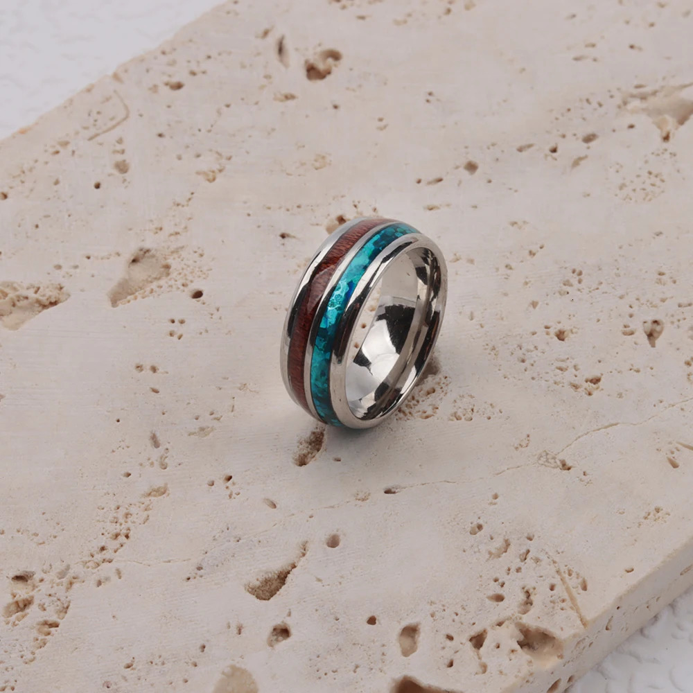 20Pcs/Lot Fashion Wood Grain Stainless Steel Rings For Women Male Quality Engagement Jewelry Party Accessorie Wholesale 250815