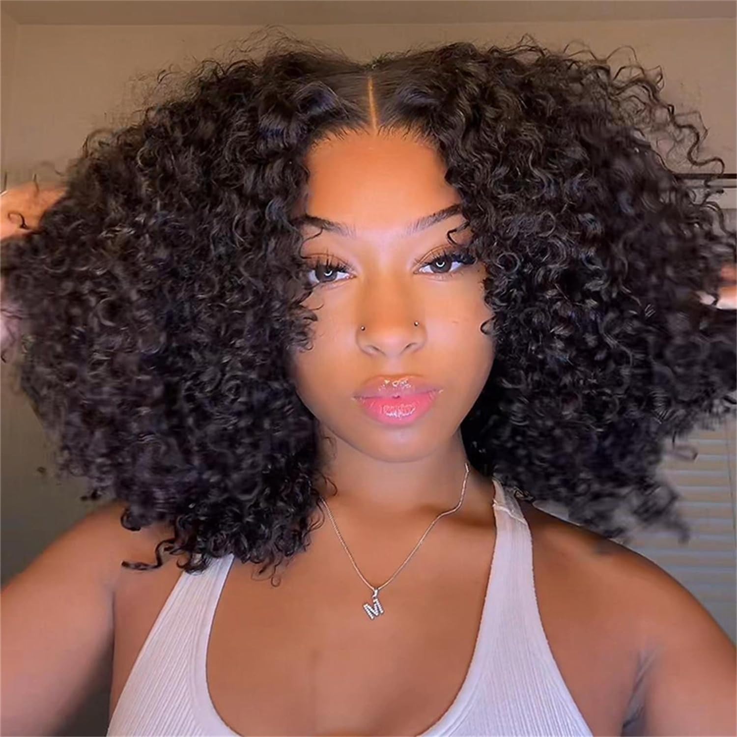 Curly Half Wig Human Hair Water Wave 200% Density Wear Go Glueless Wigs 24 Inch Wet and Wavy Curly Half Wigs for Women Drawstring Seamless Flip Over W