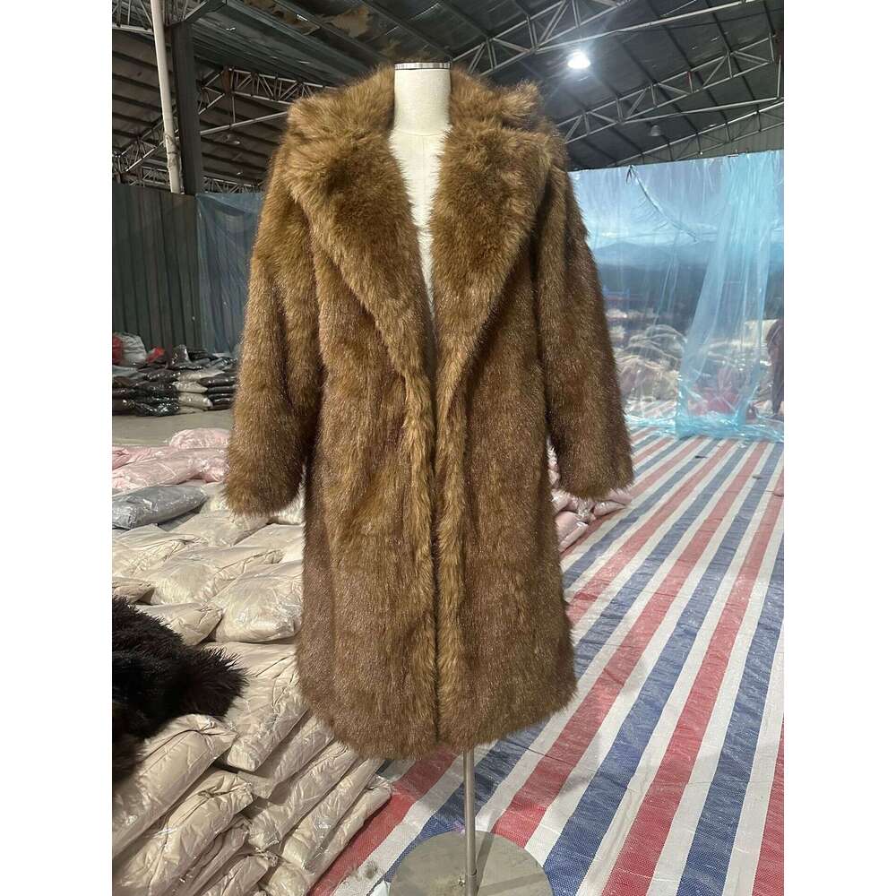 2025 Autumn/Winter Artificial Fur Coat Long Fur Coat Big Collar Plush Fox Fur