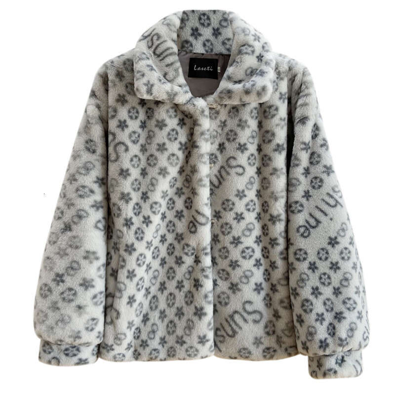 Winter New Small Square Neck Thickened Jacket Loose Faux Fur Long Sleeve Coat Bat Sleeve Plush Coat