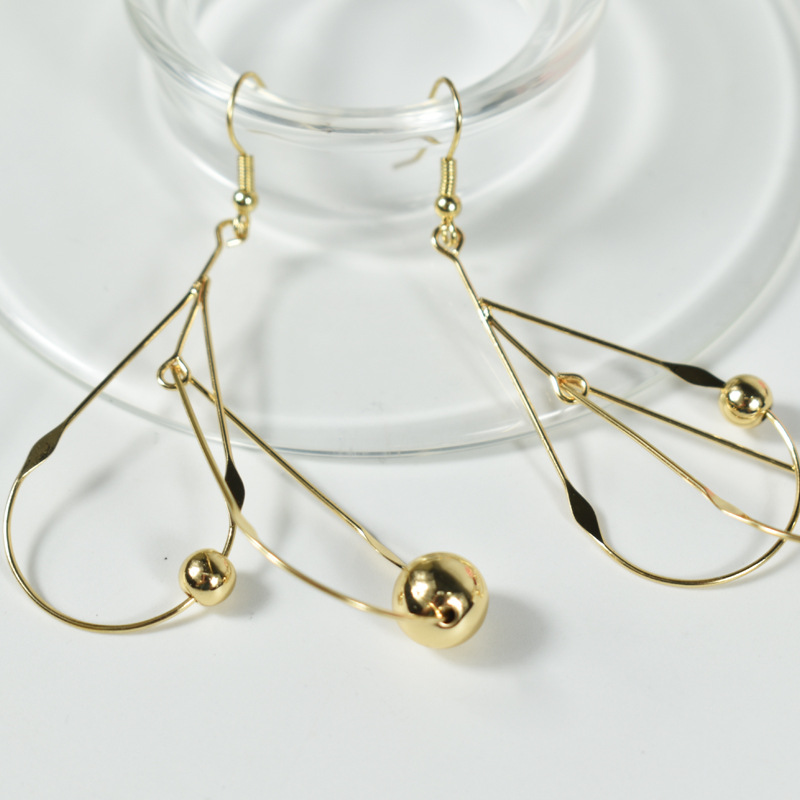 Retro Water Drop-Shaped Earrings with Cross Geometric Layered Design