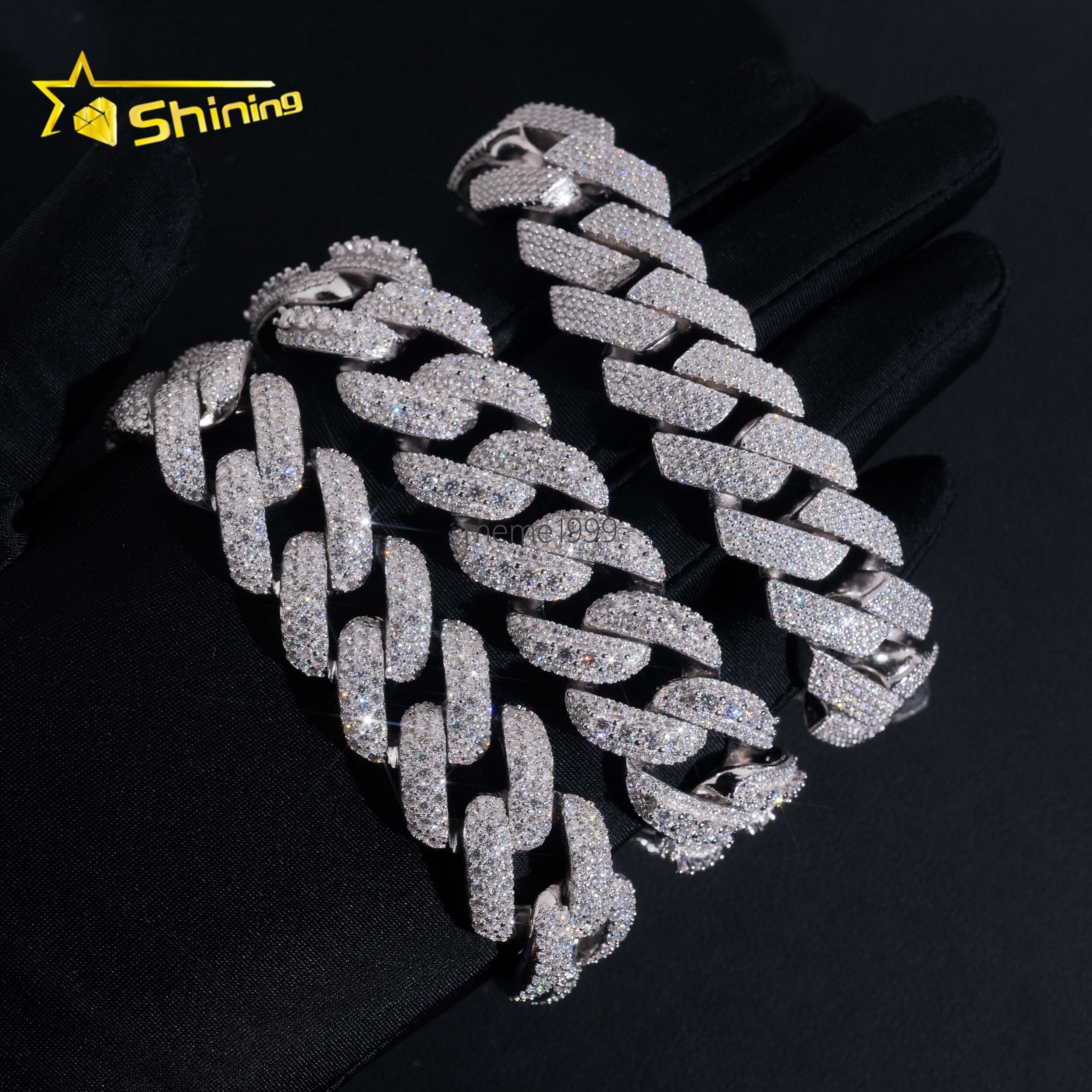 Hot Sale 20mm Mens Cuban Bracelet Sterling Silver 925 Moissanite Pass Diamond Tester Luxury Cuban Link Chain Hip Hop Jewelry
