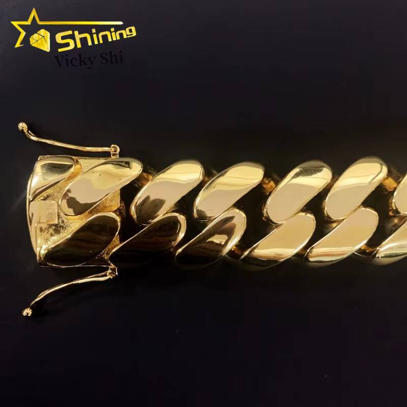 Fashion Jewelry Heavy Big Size 30MM Width Brass Plain Cuban Link Chain 18k Gold Plated Rapper Miami Cuban Chain Bracelet
