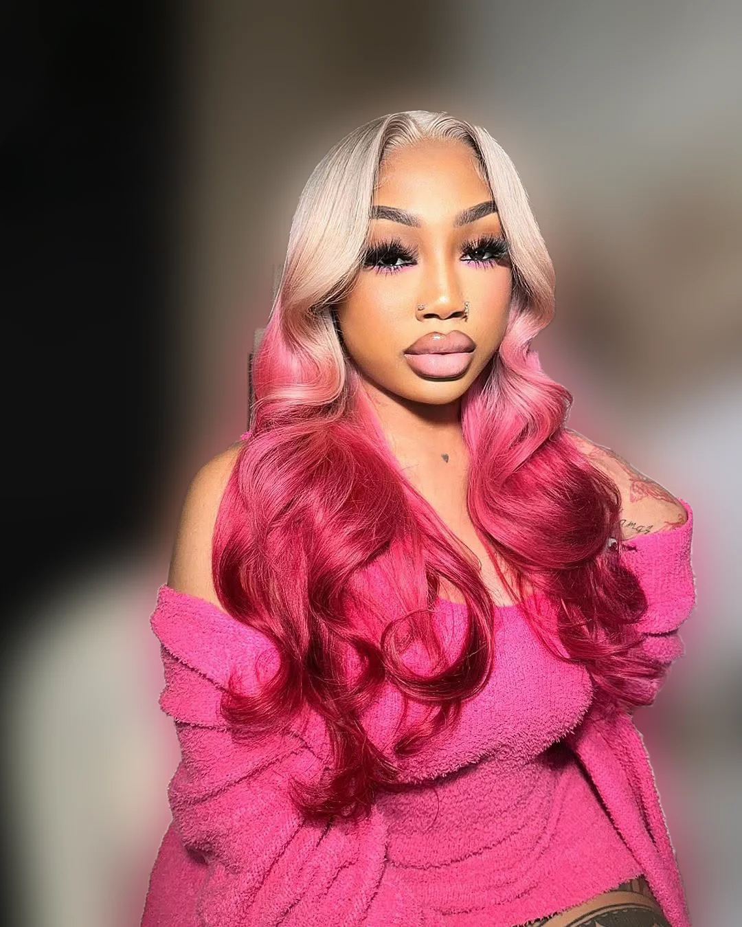 Violet Colored Ombre Purple Body Wave Human Hair Wigs 13x4 Pre Plucked HD Transparent Lace Front Wigs 200% Density Ready To Go Synthetic For Wemon