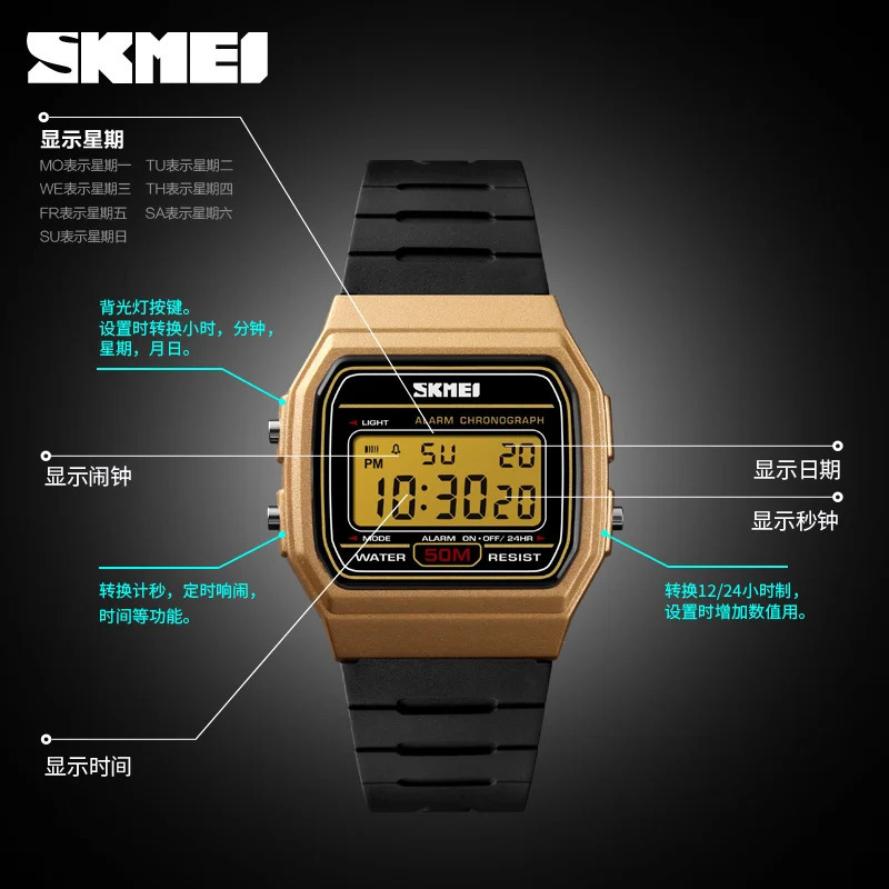 SKMEI 1412 Waterproof Display Date Week Female Wristwatch Sports Couple Watches Relogio Feminino Fashion Women Digital Watch 250819
