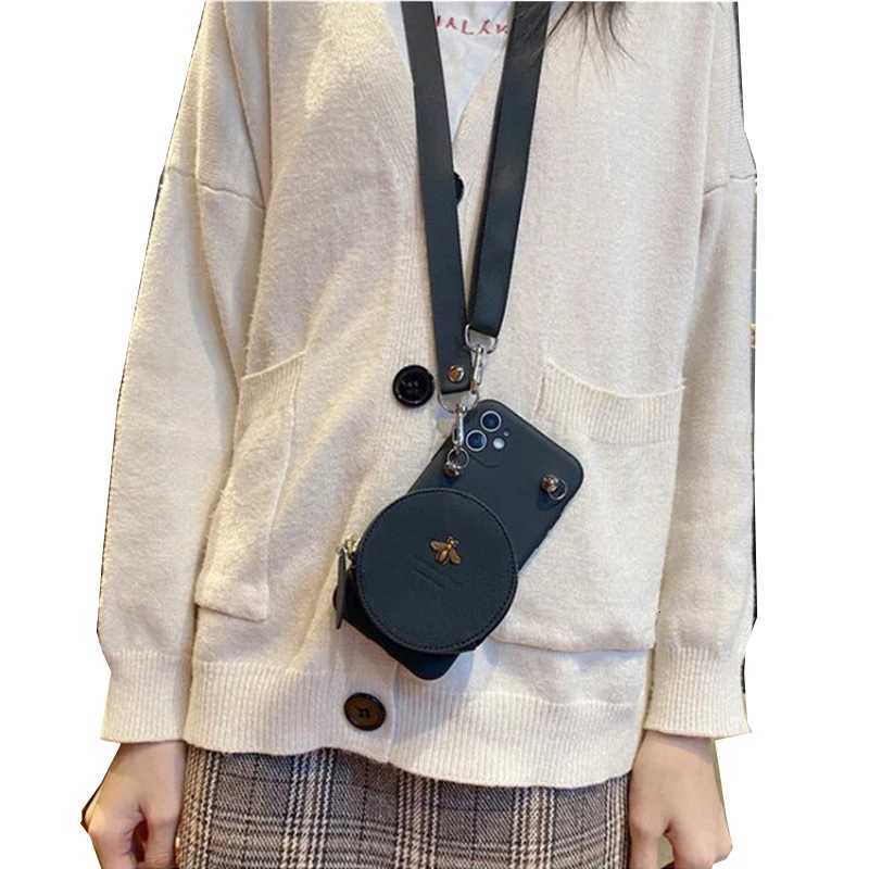 Luxury handbag Satchel Lanyard Cord Soft silicon Phone Case For iPhone 13 12 14 Pro Max 11 MiNi XS XR X 8 7 Plus SE 6 Bee Cover Z250819