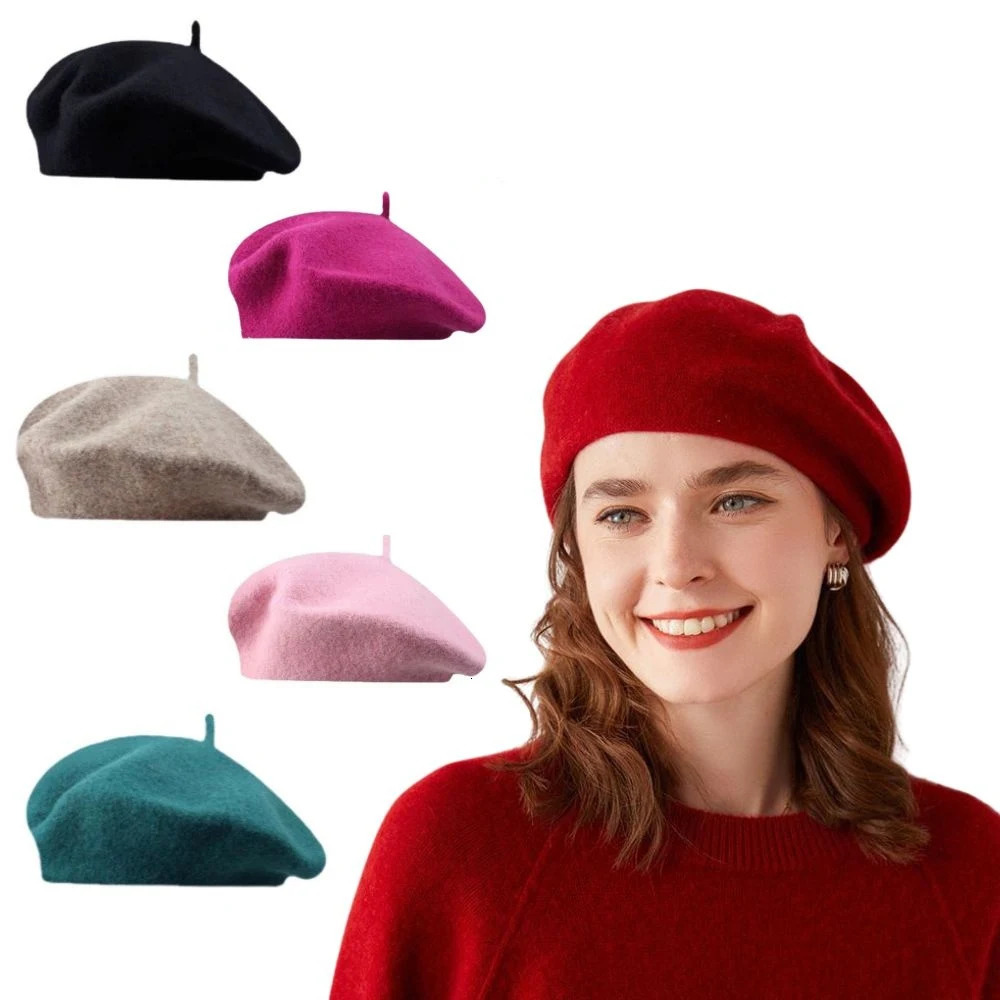 Women Wool Berets Autumn Winter Warm Beanie Hat Retro Artist Style Caps Solid Color Women Elegant Beret Fashion Casual Hat 250819