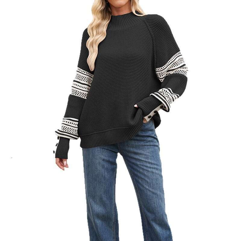 New Autumn Winter Women's Tiktok Knitted Half Turtleneck Fashion Pullover Sweater B3