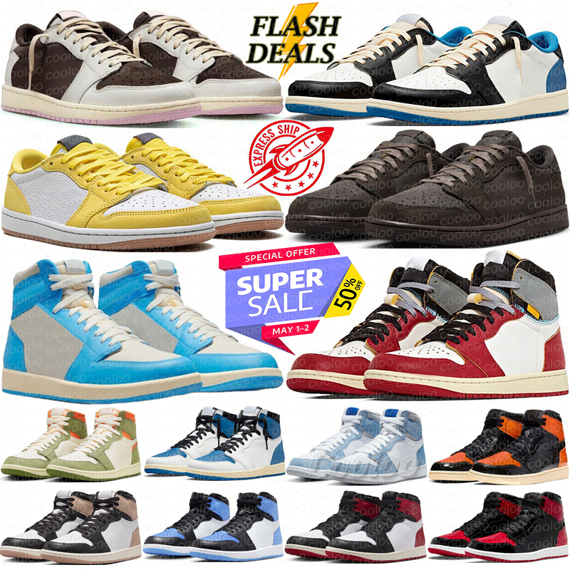 Designer Low Basketball Shoes 1 for Men Women 1s Sneakers Reverse Mocha Medium OG Golf Olive Canary Velvet Brown High Top Chicago Unc Bred Reimagined Mens Trainers