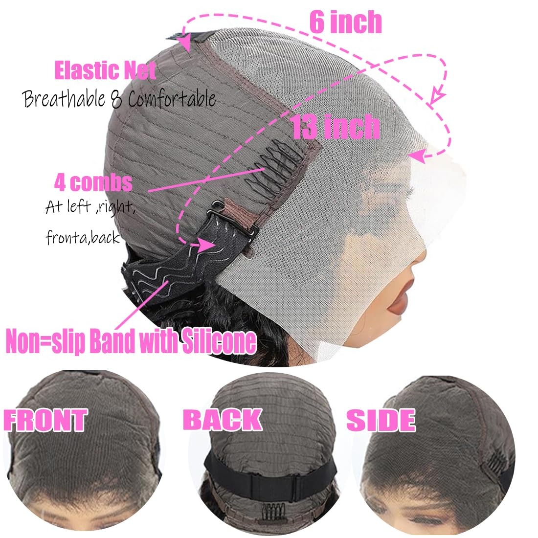 13x6 Deep Wave Lace Front Wigs Human Hair 180 Density, 30 Inch Curly Lace Frontal Wig for women Pre Plucked with Baby Hair