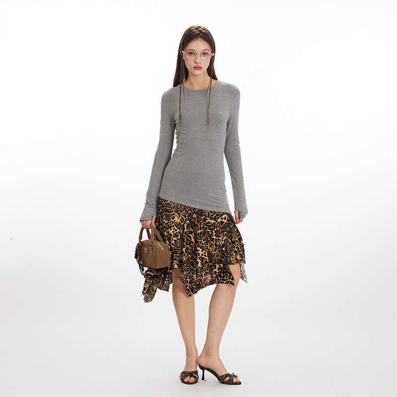 American Style Finger Design Long Sleeve T-Shirt For Women Spring And Autumn Versatile Slim Fit Hot Girl Top B5