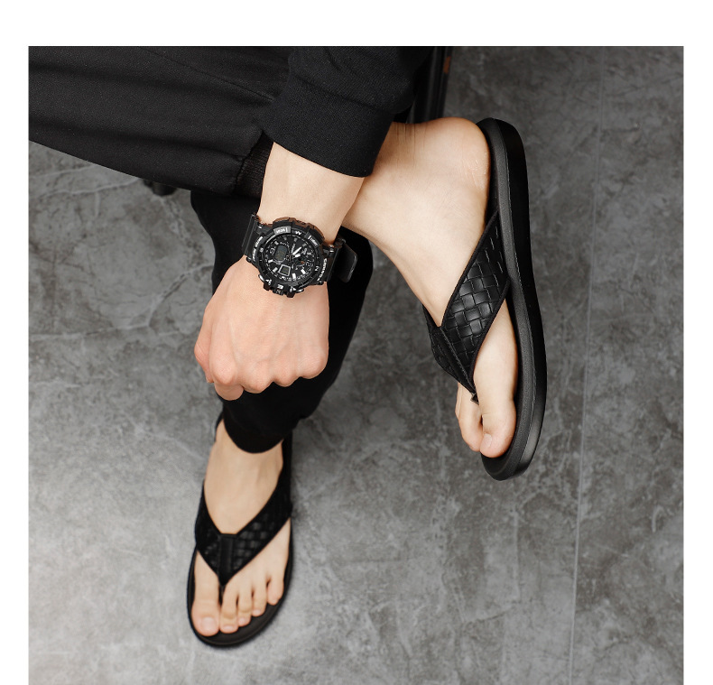 Men's Summer Outdoor Woven Trendy Non-Slip Beach Flip-Flops