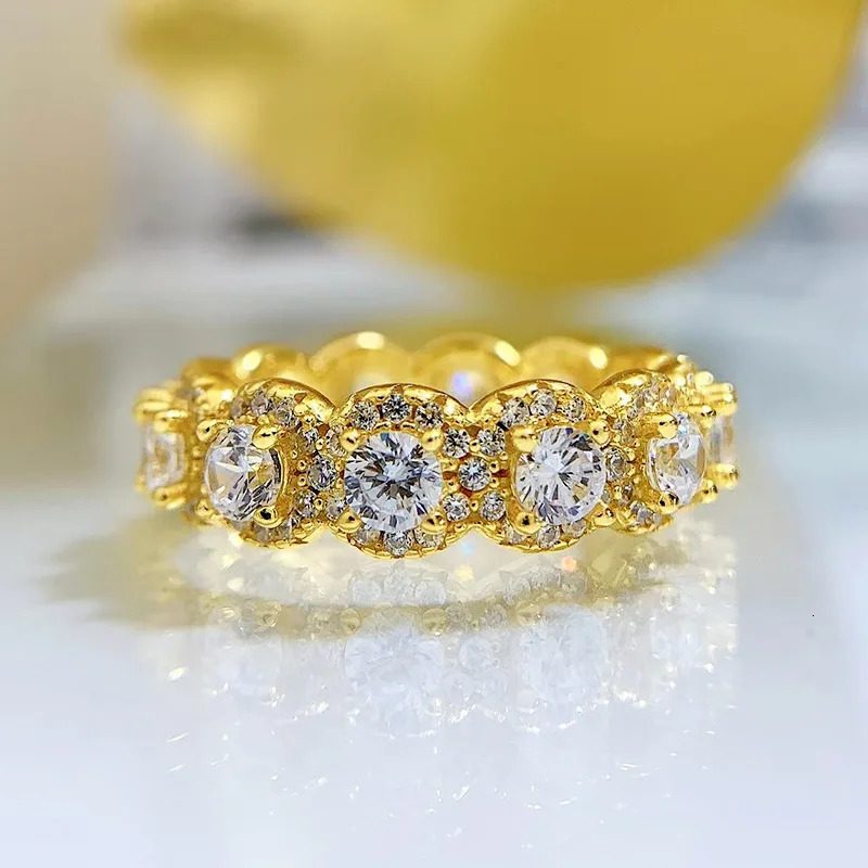 925 Silver Rose Gold Full Diamond Ring Border on in Europe and America 250815