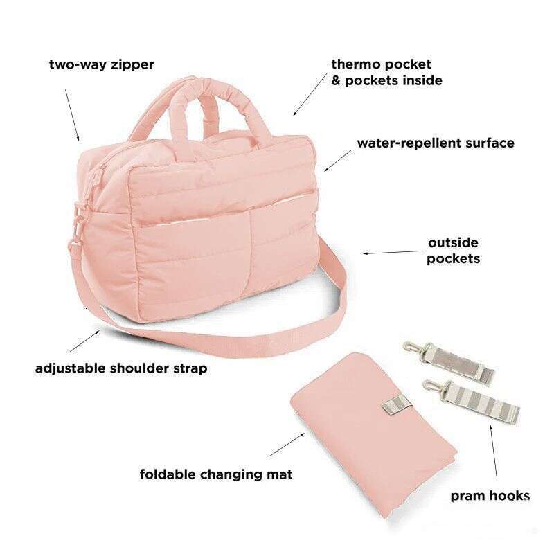 Hot Handbag Fluffy Ladies Quilted Fashion Mom Folding Feather Shoulder Bag