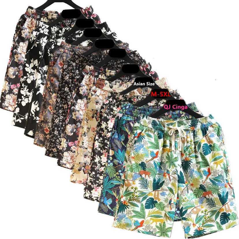 Mens Summer Drawstring Beach Leisure Print Cotton Shorts Board Shorts Asian Size M-5XL Colors W250819
