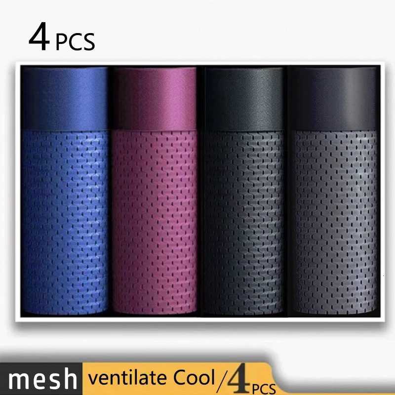 4pcs Solid Color Mens Boxer Shorts Ice Silk Underwear Breathable Underpants Sexy Slim Panties Men Mesh Thin Style Mens Underwear W250819