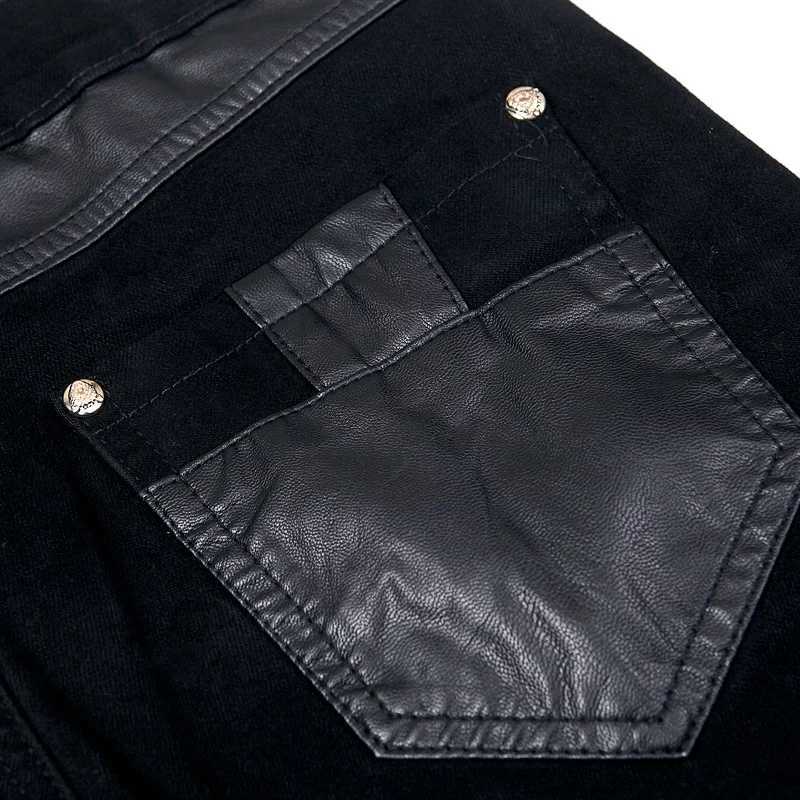 New Fashion Men Leather Pants Patchwork Casual Skinny Mens Motorcycle Jeans High Quality Mens Slim Trousers Jeans Size 28-36 W250819