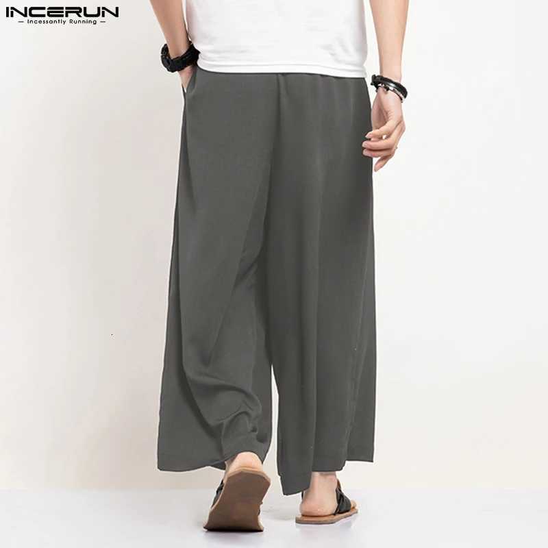 Men Wide Leg Pants Solid Color Loose Joggers Elastic Waist Trousers Men Streetwear Vintage 2024 Casual Long Pants S-5XL W250819